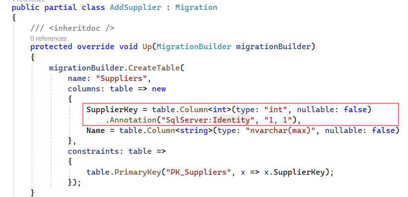 Key attribute as identity in EF core